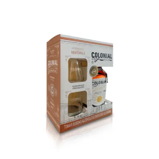 Estuche Ron Colonial 700ML + 2 Vasos 